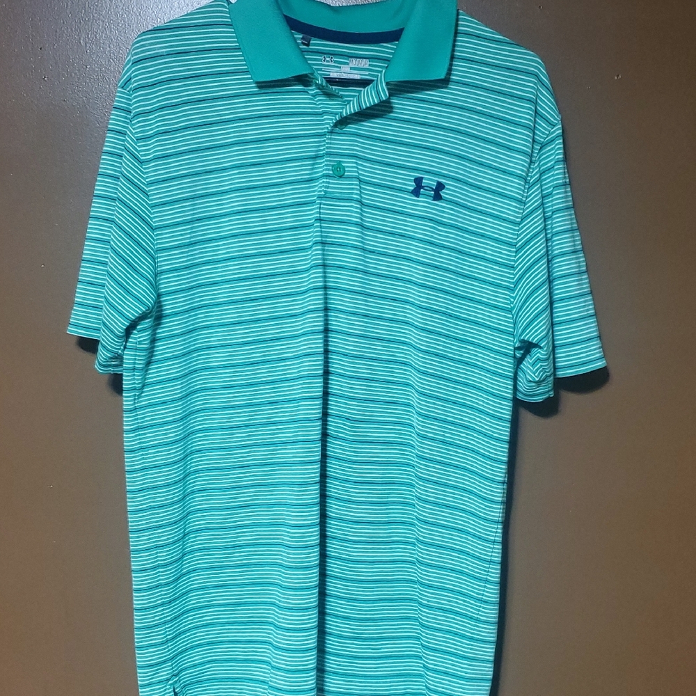 Under Armour Men's Teal Striped Polo Shirt